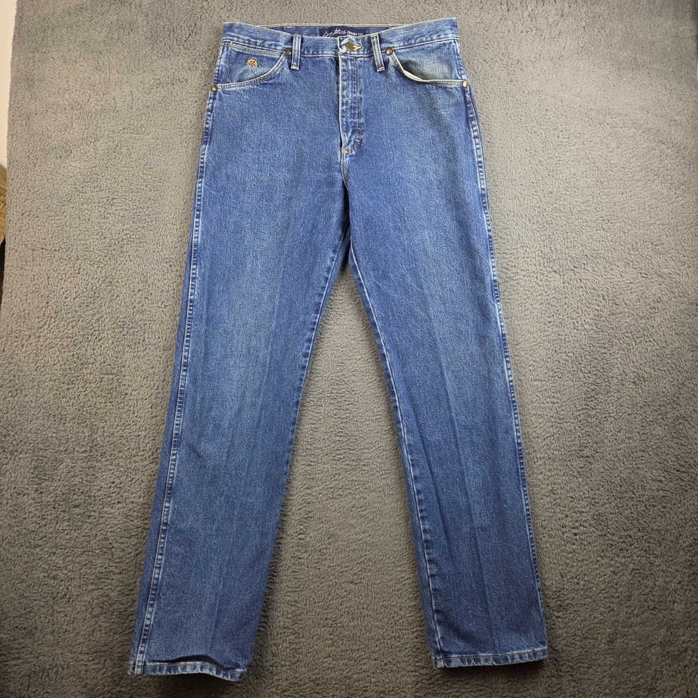 Wrangler George Strait Jeans Mens 33x34 Blue Denim Pants Cowboy Cut Straight Leg